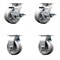 Service Caster 4'' V-Groove Semi Steel Caster Set with Bronze Bearings 2 Brakes 2 Rigid, 4PK SCC-20S420-VGBZ-TLB-2-R-2 - alternate 1